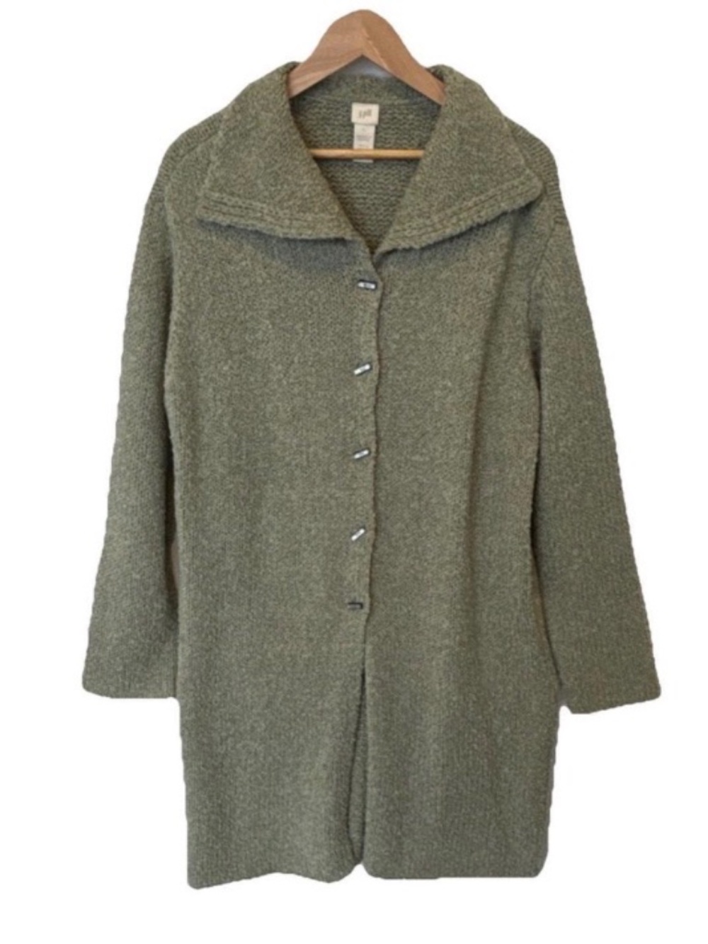 J Jill Sage Long Button Down Wool Blend Cardigan Coat 3X 4X